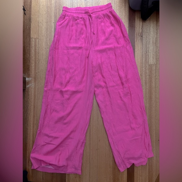 Lulu’s Grab Your Passport Hot Pink Two-Piece Swim Cover-Up Jumpsuit, Medium - Picture 8 of 12